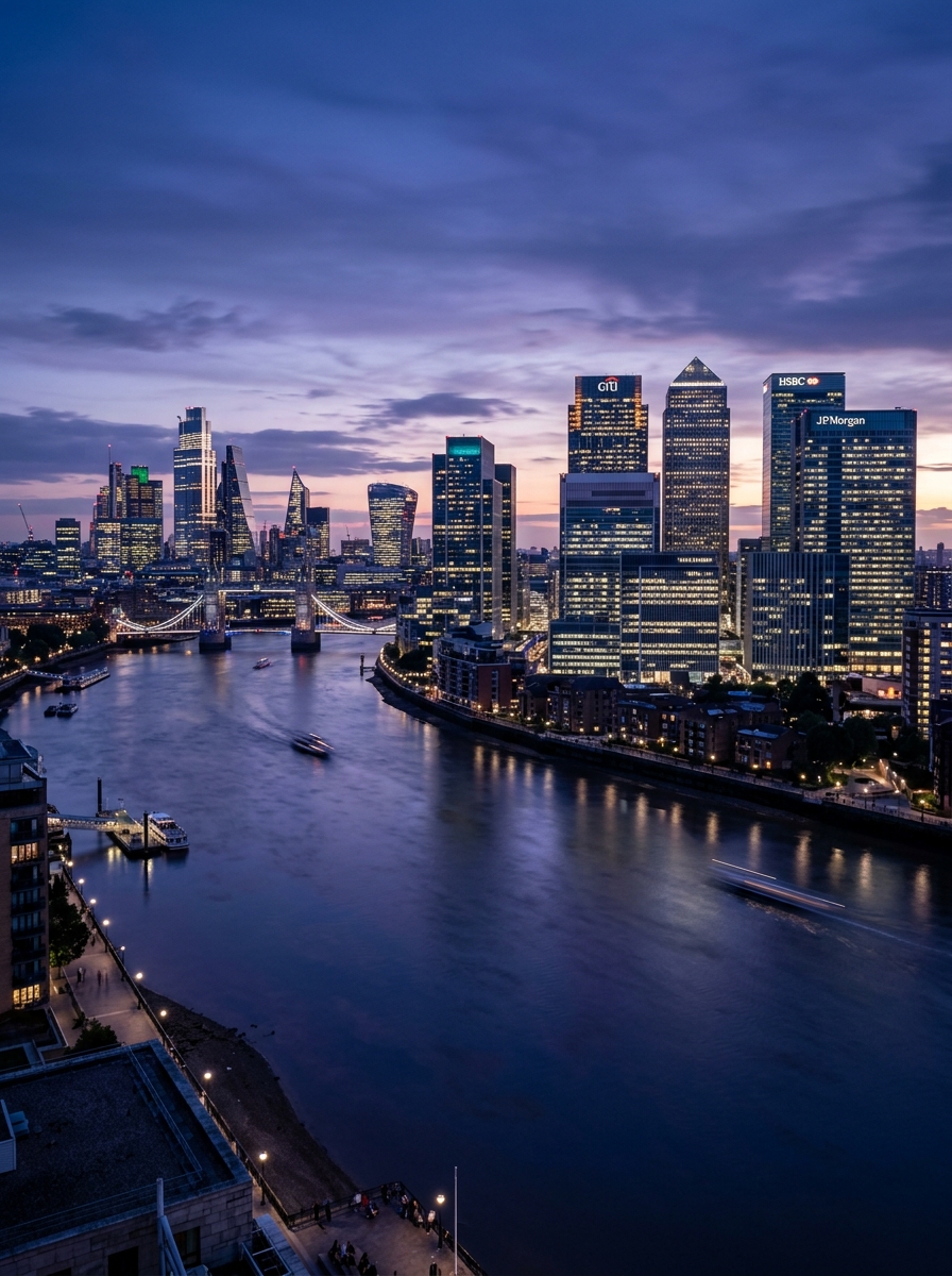 London Canary Wharf and City financial district